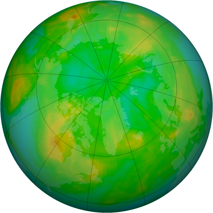 Arctic ozone map for 09 July 1985